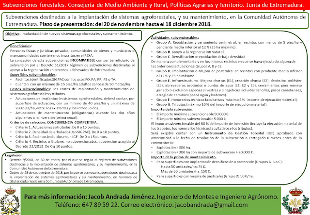Características de las Subvenciones a los sistemas agroforestales extremeños.
