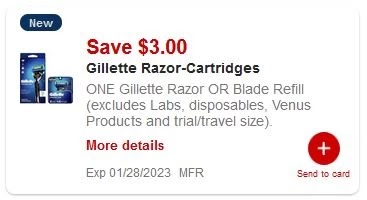 $3.00/1 Gillette Razor CVS APP ONLY MFR Digital Coupon (go to CVS App)