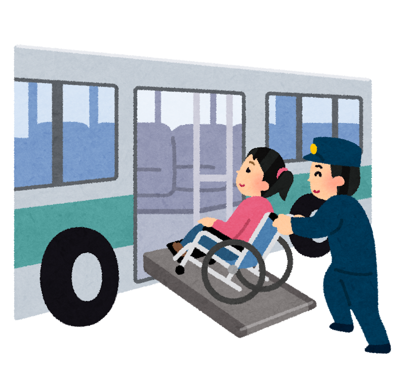 バスに乗る車椅子の人のイラスト かわいいフリー素材集 いらすとや