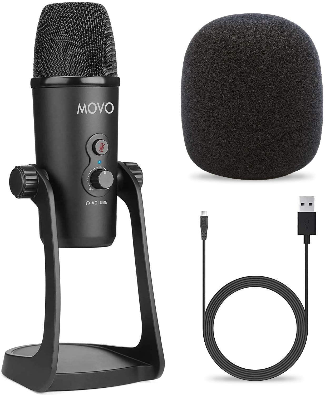 Movo UM700 Desktop USB Microphone for Computer with Adjustable Pickup Patterns Perfect as a Podcast Microphone, Streaming Microphone, Gaming Microphone, and More