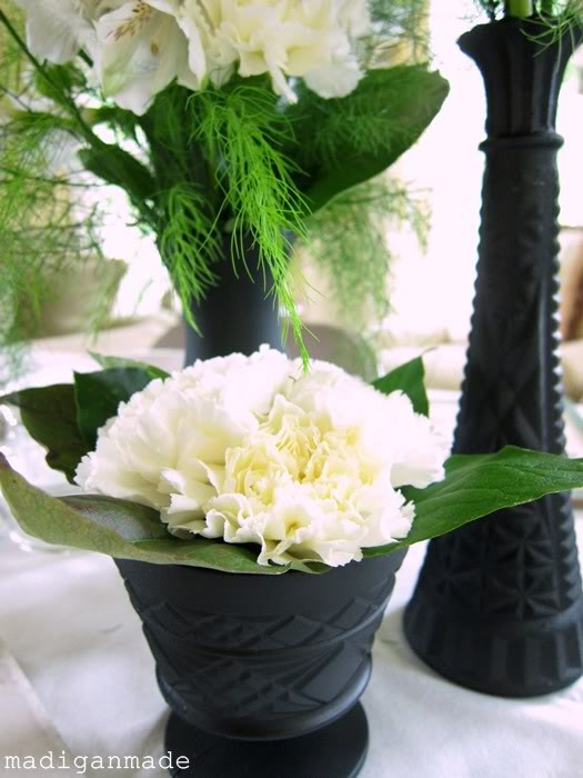 Black and White Floral Centerpieces from Madiganmade