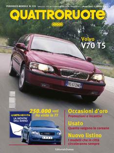 Quattroruote 533 - Marzo 2000 | ISSN 0035-5917 | TRUE PDF | Mensile | Motori | Prove su Strada | Automobili | Listino Prezzi
Quattroruote è una rivista mensile italiana di automobilismo, fondata dall'imprenditore marchigiano Gianni Mazzocchi nel febbraio 1956, con l'obiettivo di creare una rivista per il «guidatore medio», ben presto divenuta la più venduta in Italia nel suo genere. Negli anni ha esteso la sua diffusione, stringendo accordi con diverse testate internazionali, in nazioni quali Russia, Cina, Romania e nel 2007 in Inghilterra, inaugurando una partnership con Top Gear.