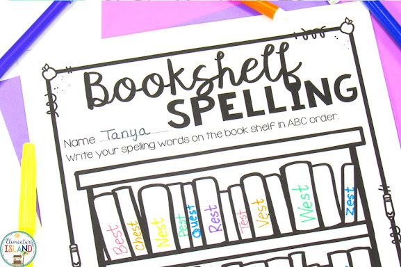 Students can create a custom spelling word book shelf with this fun activity.