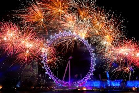 london eye at night with fireworks. London Eye Fireworks 2011