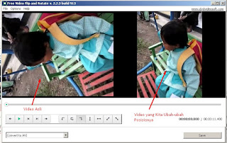 04 - Video Asli dan Video yang Dirubah Posisi pada aplikasi Free Video Flip and Rotate v2.2.2 build 913