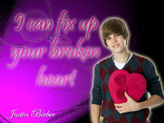 Justin Bieber with heart wallpaper