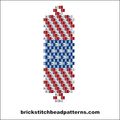 Free Intermediate brick stitch earring pattern labeled color chart.