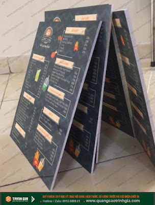 In menu, thực đơn quán đồ uống, tiệc cưới,...