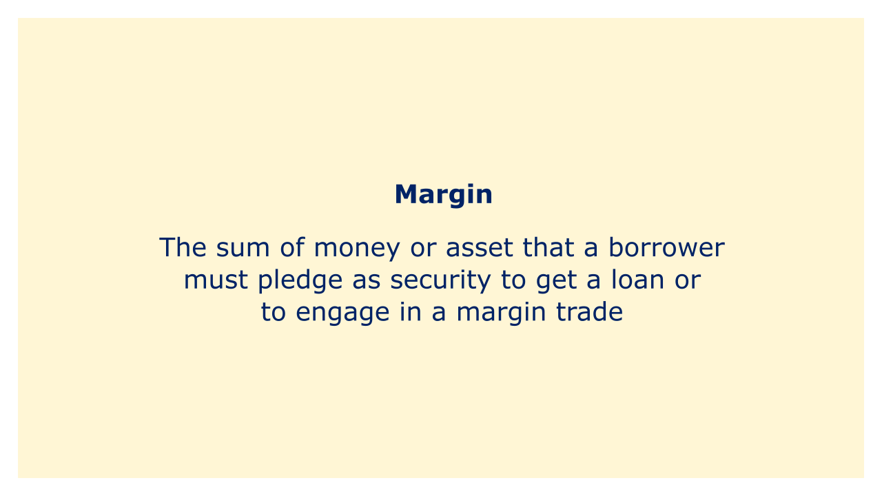 The sum of money or asset that a borrower must pledge as security to get a loan or to engage in a margin trade.