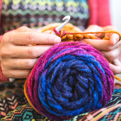 Stock image of hands crocheting