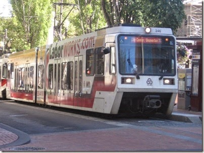 IMG_3541 TriMet MAX Type 2 Siemens SD660 LRV #246 at Pioneer Courthouse Square in Portland, Oregon on September 7, 2008
