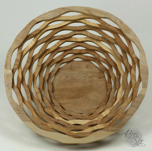 Wavy scroll saw basket from single piece of plywood