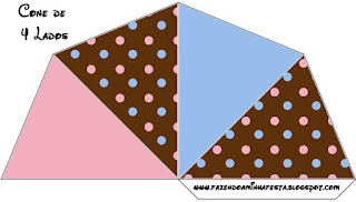 Pink and Light Blue Polka Dots in Chocolate Free Printable Cones.