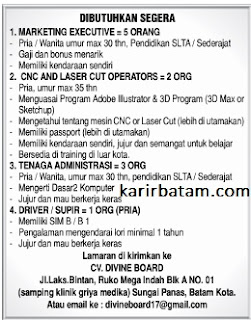 Lowongan Kerja CV. Divine Board