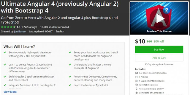 [80% Off] Ultimate Angular 4 (previously Angular 2) with Bootstrap 4| Worth 50$