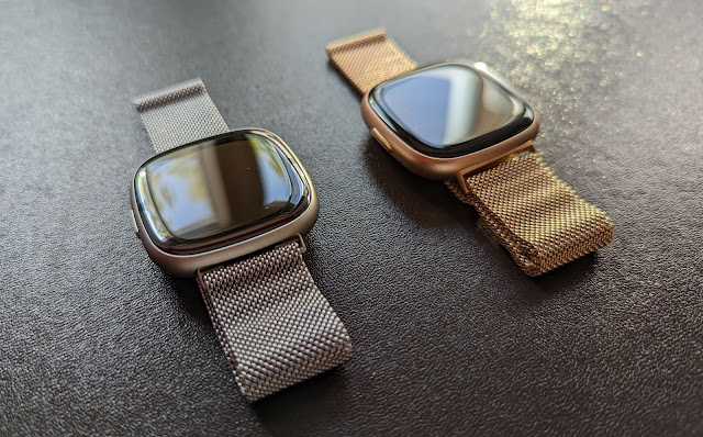 Fitbit Sense 2 (color platino) vs Fitbit Versa 4 (color cobre)