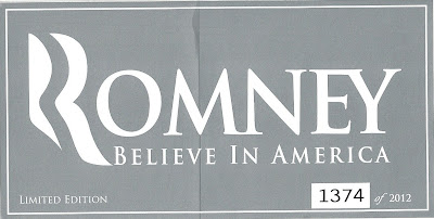 Romney, Believe in America Bumper Sticker