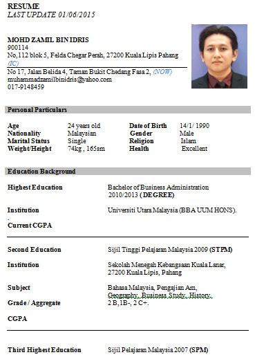 Contoh Biodata Pekerja - Contoh O