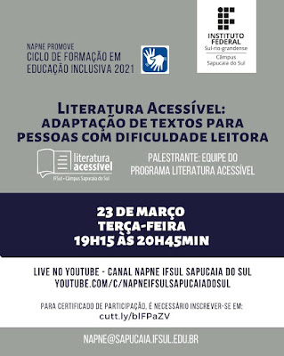 Cartaz sobre o evento Literatura Acessível (descrição abaixo)