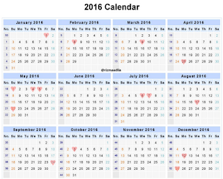 Kalender Indonesia 2016 Beserta Hari Libur dan Cuti Bersama