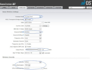 setting menu wireless Ubiquiti NanoStation M2 / LOCO