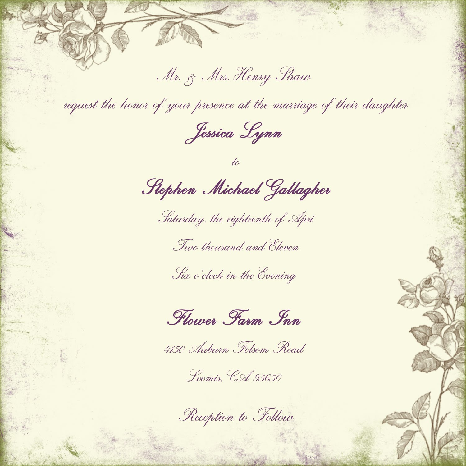 example of wedding invitation