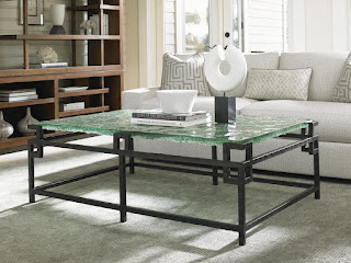 seaglass and metal coffee table