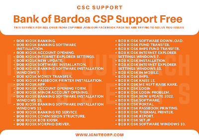 Bank of Baroda CSP Services - BOB CSP Services