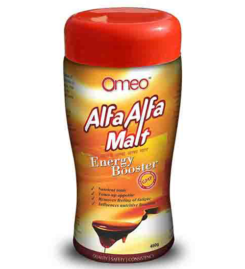 Omeo Alfa Alfa Malt | Energy Booster Bjain Pharma India Available in Pakistan