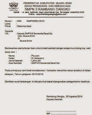 gambar Contoh Surat Rekomendasi Terbaru