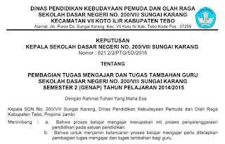 Contoh SK Pembagian Tugas Mengajar Guru Tahun Ajaran 2016 /2017