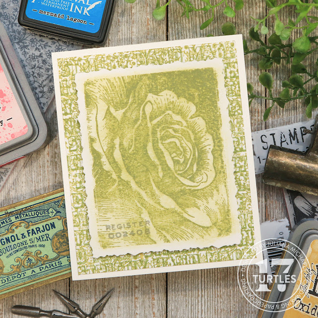 Bold Botanicals Green Notecard by Juliana Michaels featuring Tim Holtz Bold Botanicals, Tiny Prints and The Inspector Stamp Sets