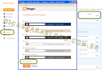 Como retirar navbar do blogger