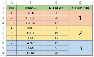 membuat undian random kelompok di ms excel