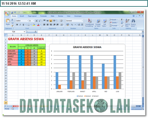 Aplikasi Absen Siswa Plus Grafik Format Microsoft Excel 