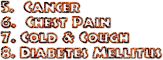 cancer, chest pain, cold and cough, diabetes mellitus