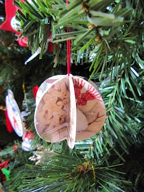 recycled Christmas card ornament