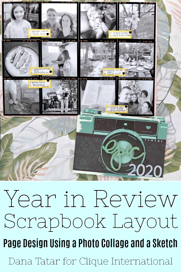 Year in Review Photo Collage Layout and Sketch using the Heidi Swapp Old School Collection