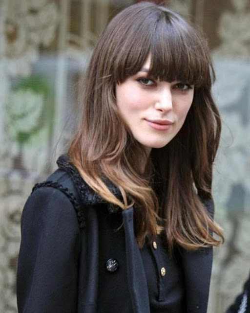 Keira Knightley Brunette With Bangs Hairstyle