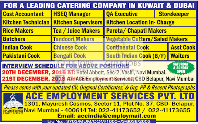 Leading catering company Jobs in Kuwait & Dubai