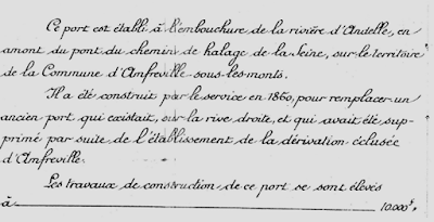 Le port de Poses à Pîtres. Extrait du  rapport de l’ingénieur  en chef pour la tournée d'inspection de 1894