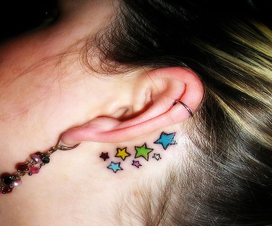 star tattoos behind ear pictures