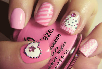 Hot pink nail art for summer