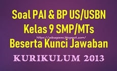 Soal US/USBN PAI Kelas 9 SMP/MTs K-13 Beserta Kunci Jawaban