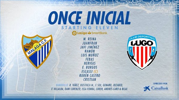 Málaga - CD Lugo, alineaciones oficiales