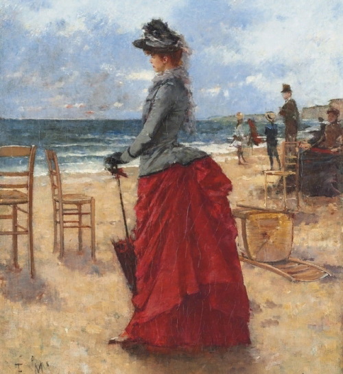 Francisco Miralles y Galup. An elegant lady on the beach