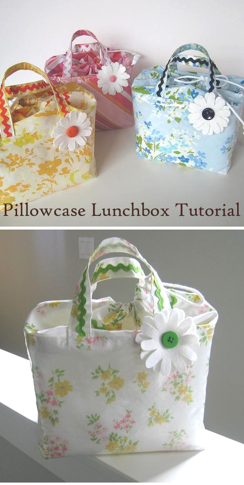 Vintage Pillowcase Lunchbox Bag Tutorial