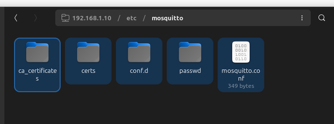 Mosquitto configuration folder structure