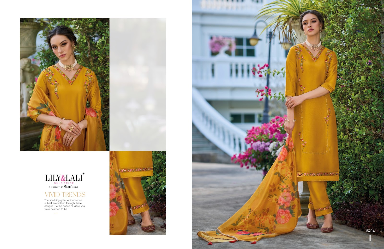 Falak Lily Lali Organza Handwork Readymade Pant Style Suits