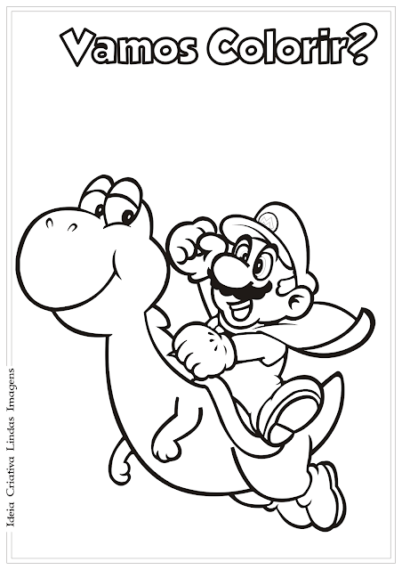 Super Mario e Yoshi desenho para colorir 